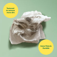 Showcasing the dirt removed from a paw thanks to the texture and durability of earth rated wipes
