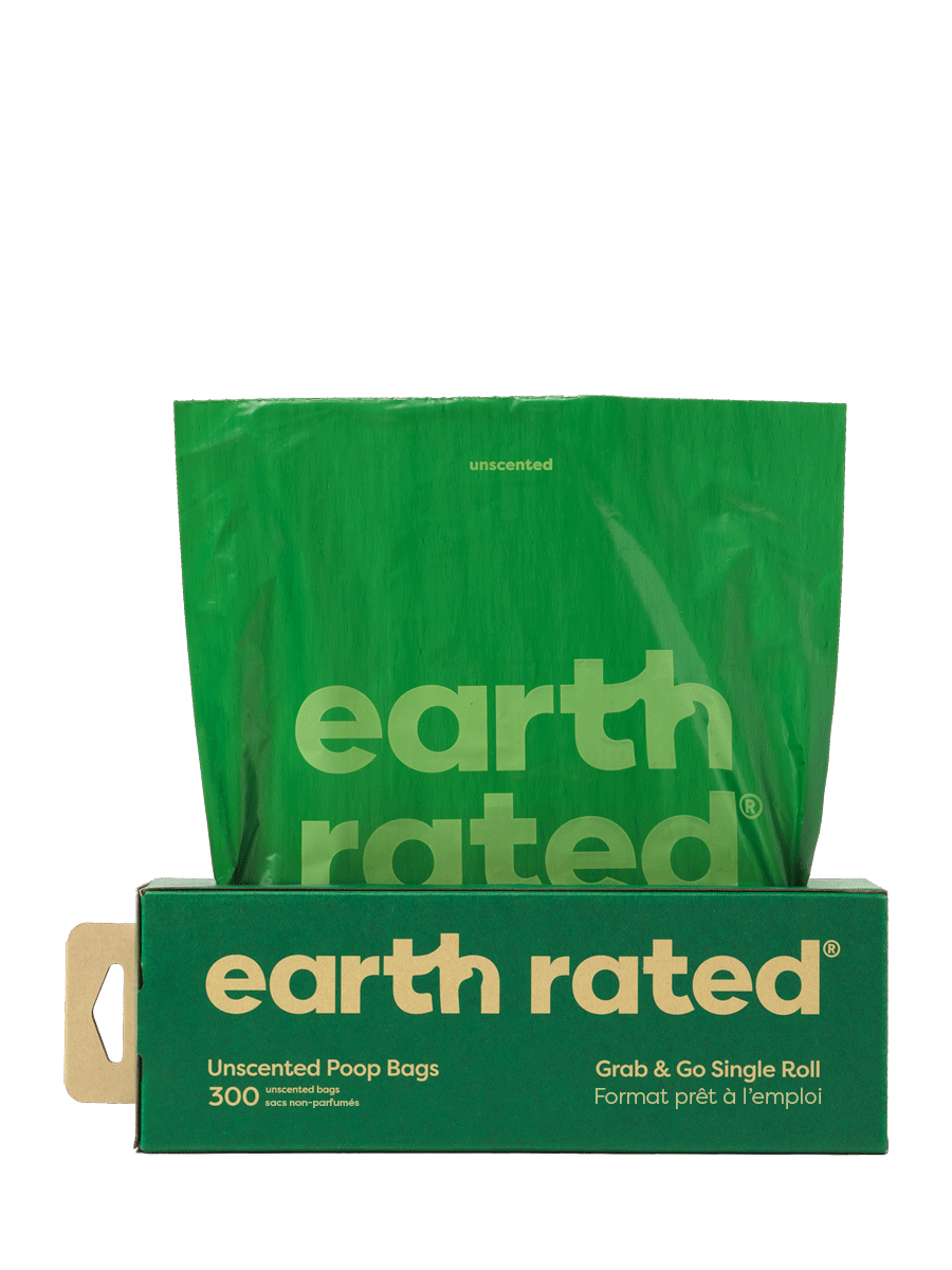 Poop bags box displaying easy tissue box-style dispensing