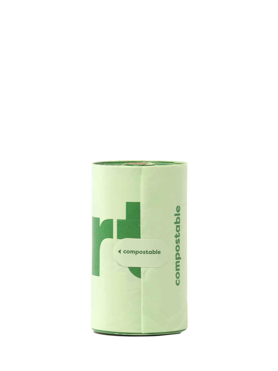 A roll of compostable dog poop bags
