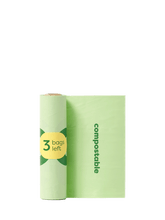 A sticker on the poop bag rolls shows "3 bags left" as a reminder that the roll is almost empty